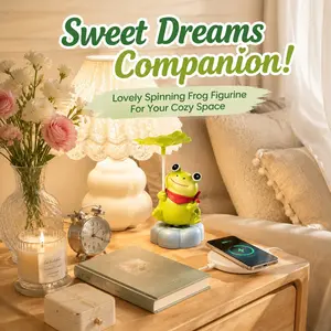 1 Pc Cute Frog Bobblehead With Lotus Leaf Umbrella Red Scarf Resin Figurine Funny Shaking Head Healing Stress Relief For Car Dashboard Home Office Desk Bookshelf Decor Perfect Gift For Frog Lovers