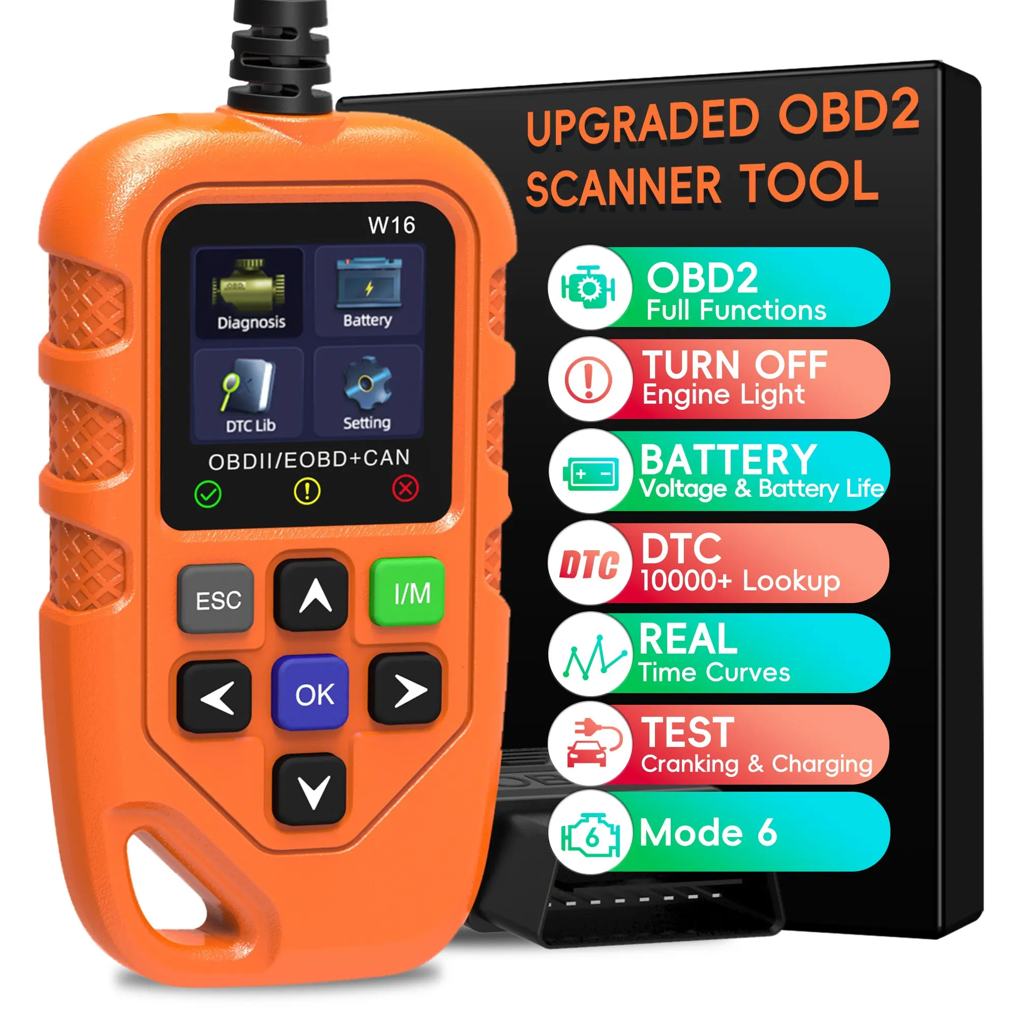 OBD2 Scanner Diagnostic Tool - Check Engine Light Code Scanner Tool with Reset, DTC, Data Stream, I/M Readiness, Car & Truck Scan Tool for All Vehicles Since 1996, escaner automotriz
