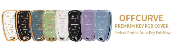 Car Key Fob Cover Compatible with Chevy Key Shell Car Accessories Remote Key Protector Fits Chevy Equinox Malibu Camaro Traverse 5-Button Smart Key, Purple