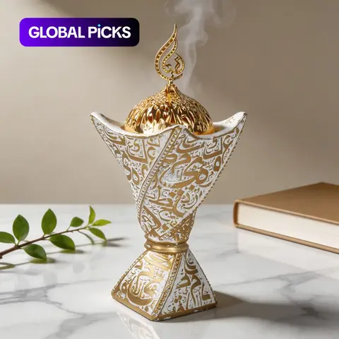 【Black Friday】Arabic Text Relief Incense Burner, Ramadan Bakhoor Burner, Home Weddings & Valentine Gifts, Resin Decorative Ornament for Yoga, Meditation & Aromatherapy #GLOBAL PICKS