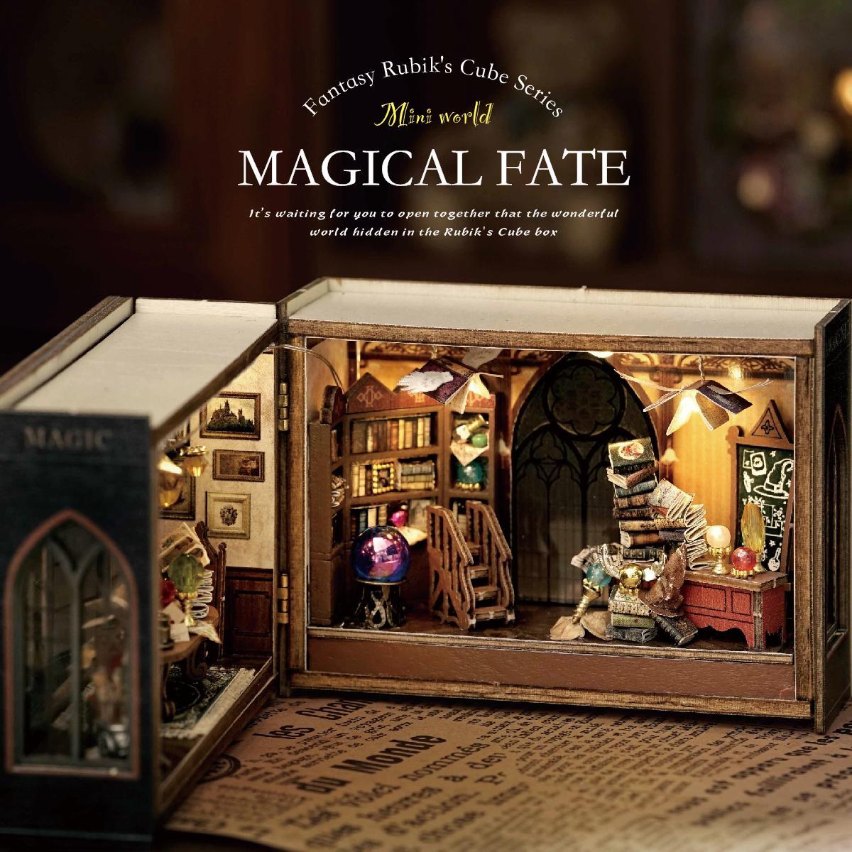 Fantasy Magic Cube Series DIY Miniature Dollhouse Cabin, 1 Box Wooden Handmade 3D Puzzle Model Toy and Creative Home Bedroom Decoration