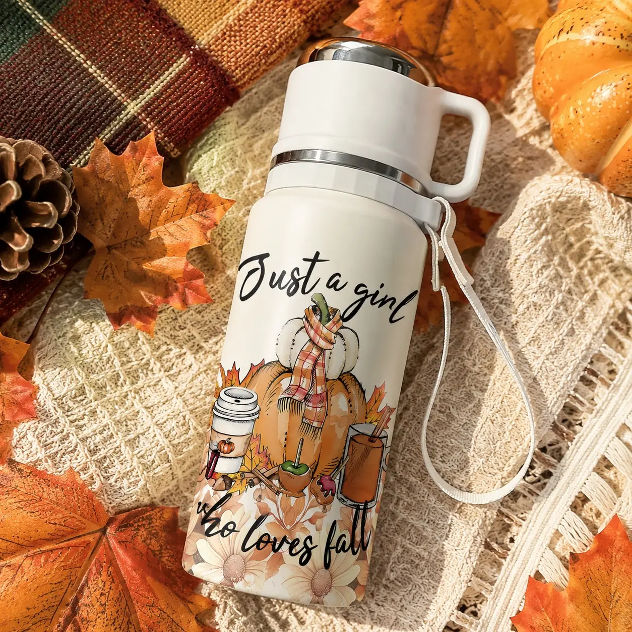 1 Pc 20oz Fall Thanksgiving Insulated Tumbler, Double Wall Stainless Steel Travel Mug, Leak-Proof Lid, Cute Seasonal Drinkware for Daily Use, Office, School, Travel, Perfect Gift for Friends & Family, Suitable for Thanksgiving, Halloween & Christmas