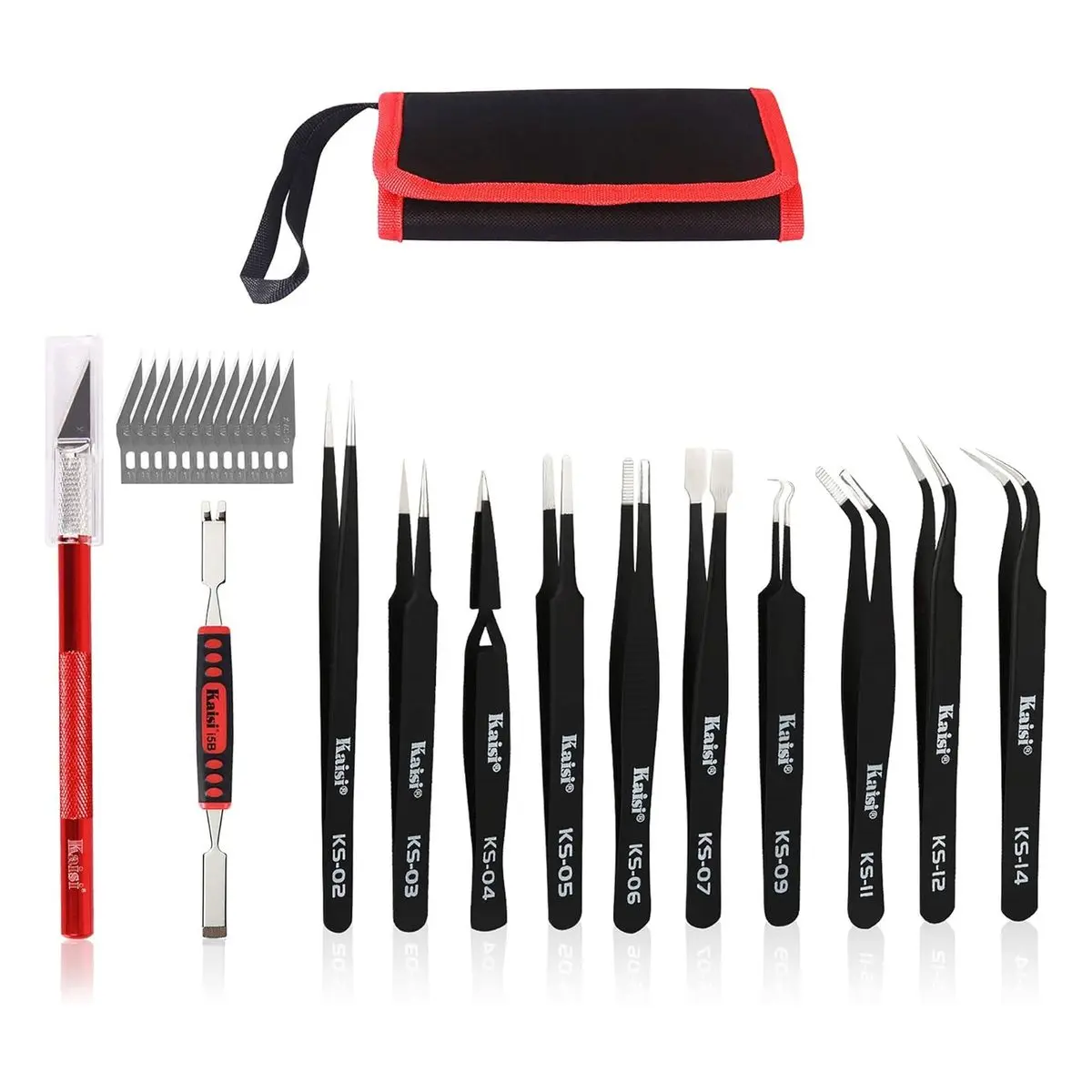 12 Pcs Anti-static Stainless Steel Tweezers Set, Esd Safe Curved and Straight for Craft, Jewelry, Electronics, Laboratory Work