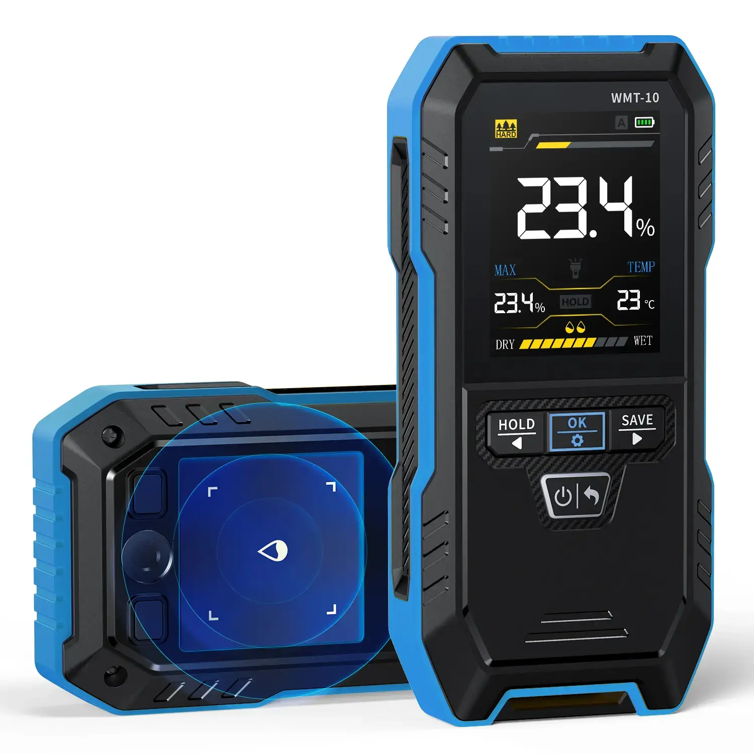 Rechargable Wood Moisture Meter Pinless 4-in-1 Detector with 2.4-inch Color Screen & 1000mAh Battery for Home & Building Use