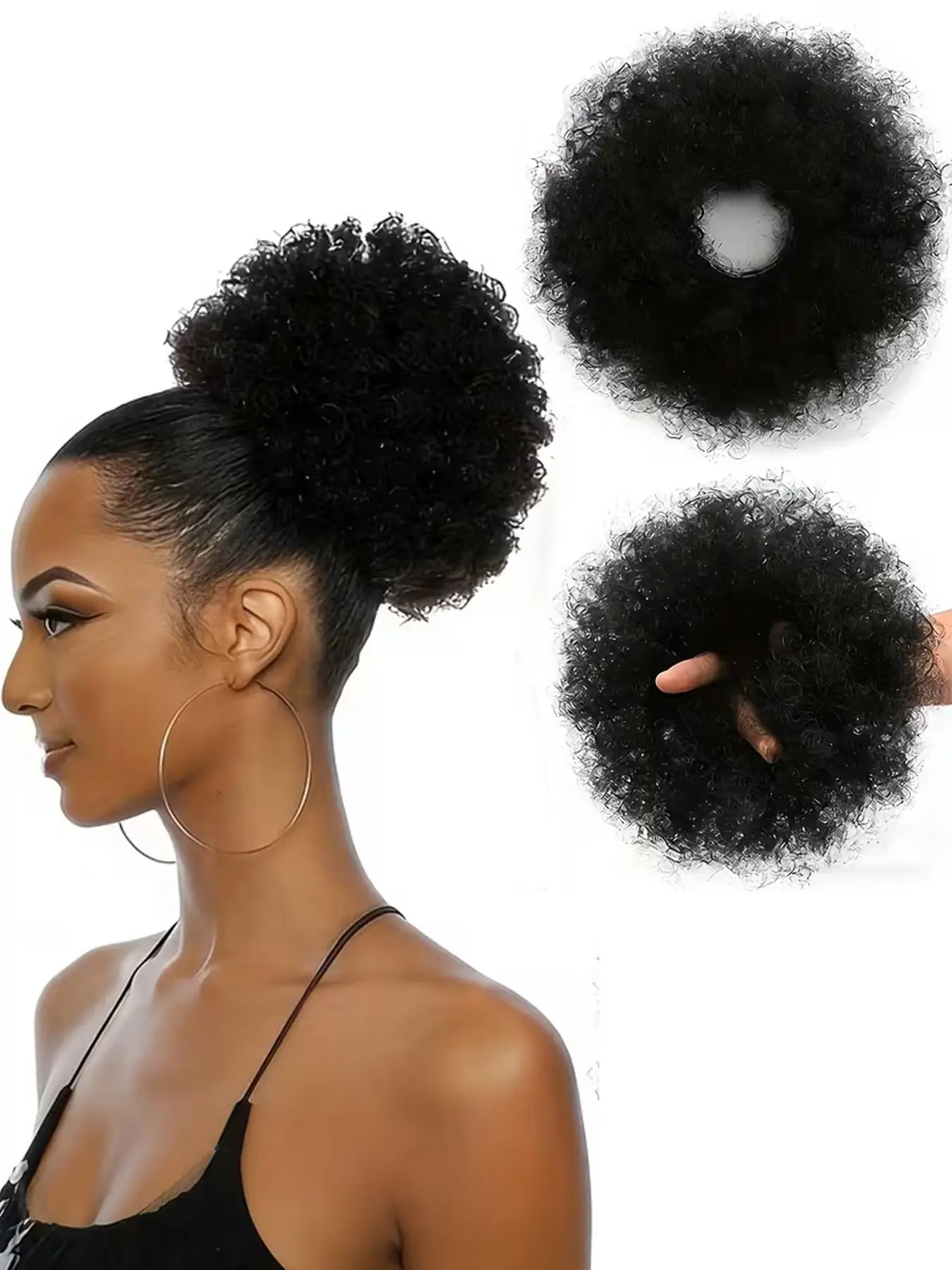 African Curly Synthetic Hairpiece for Women - Elastic Curly Bun Hair Clip, Thick Bun Ponytail Extension, Bun Hairpiece, Suitable for Daily Wear, Music Festival, And Parties