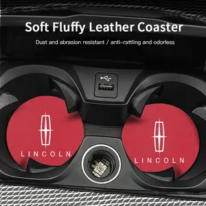 2Pcs Car Suede Coaster Anti-Slip Water Cup Pad Accessories For Lincoln Navigator Continental Nautilus Aviator MKZ MKX MKC MKT MKS Corsair Mark E