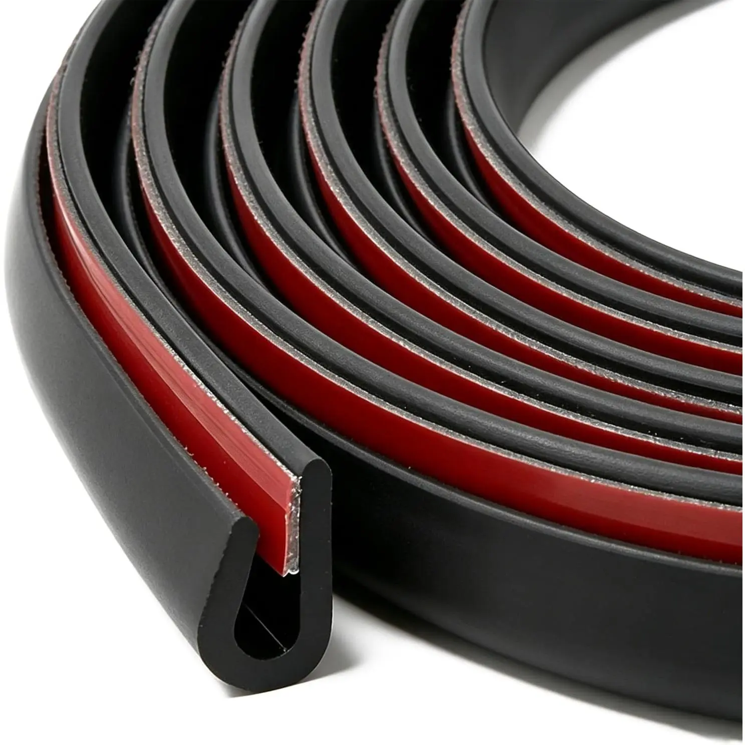 Self-Adhesive  Door  Guards - U  Rubber  Trim for Metal  Protection, Fits   Doors, Hatches, Lockers & Panels, 5Ft