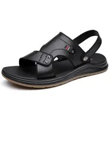 2026 High-Quality Leather Men's Sandals, Summer Soft Sole Anti-Slip Beach Shoes, Comfortable Slippers for Men, Ideal for Warm Weather