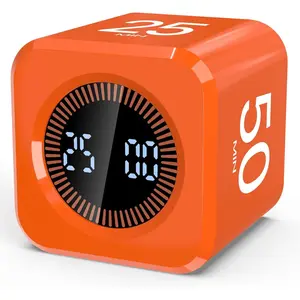 Digital Pomodoro Timer Cube 5/10/25/50min, Visual Productivity Flip Timer for Kids Classroom Desk, Custom Countdown, Silent and Sound Mode for ADHD Study Work Game Kitchen (Orange)