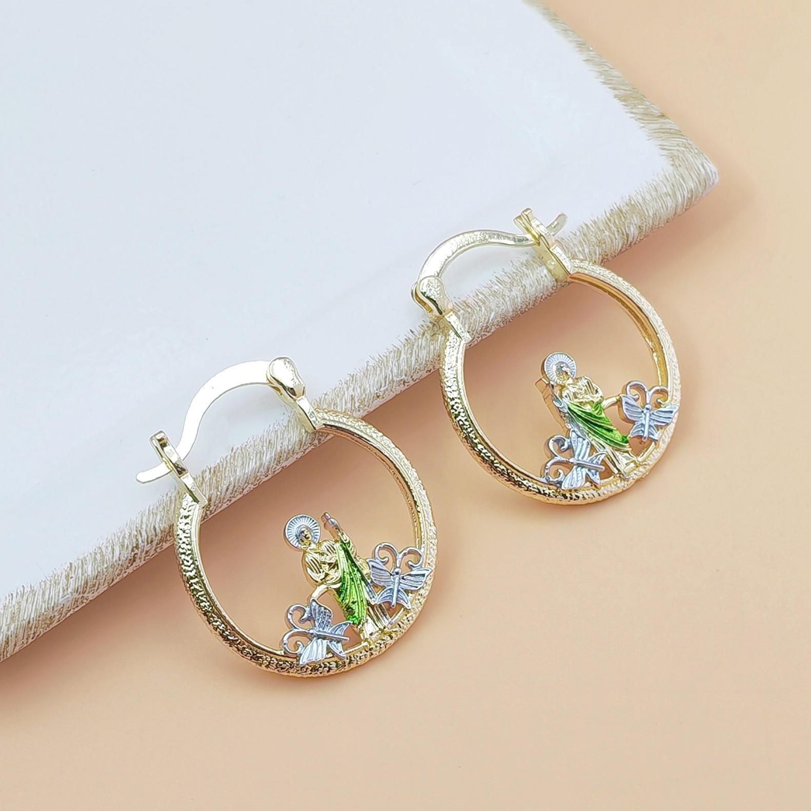 Vintage Saint Jude Portrait Drop Earrings for Women, European American Religious Inspired Design, Luxury Minimalist Style, Elegant & Chic Fashion Jewelry, Perfect for Daily Wear, Parties & Meaningful Gift Giving