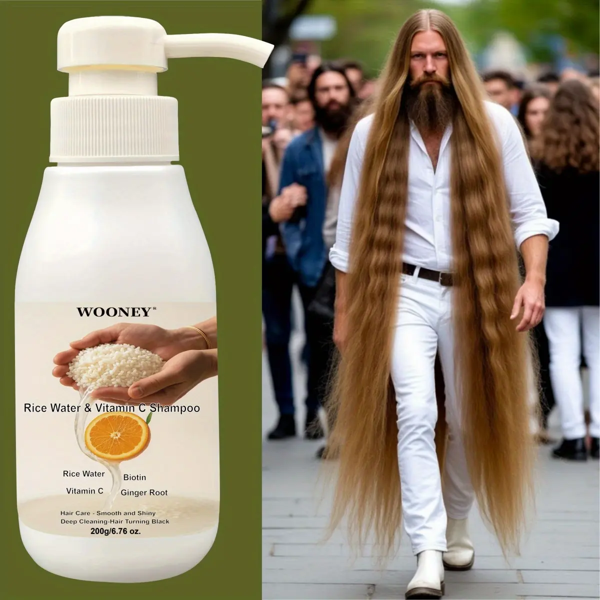 Rice Water & Vitamin C Shampoo Rosemary Biotin Ginger Root Shampoo Hair Care - Smooth and Shiny Deep Cleaning - Hair Turning Black Summer and Autumn Shampoo Can Prevent Hair From Drying Out Make Hair Smooth and Solve Hair Frizz