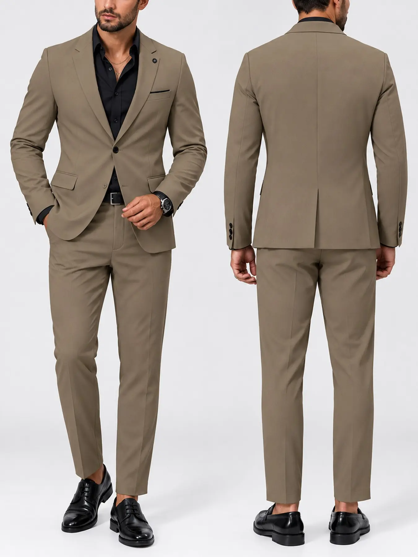 Men's Fashion Suit Set, Classic Slim Fit, Business Gentleman Style, Notched Lapel, Single Button Design, Perfect for Events, Ideal Gift for Boyfriend