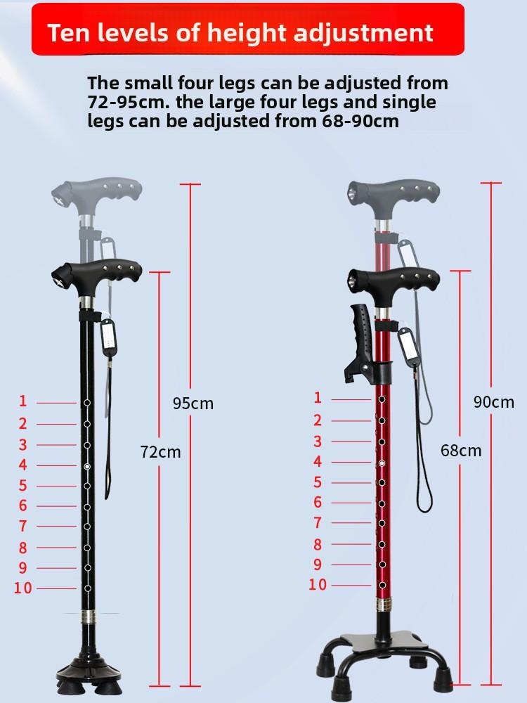 Four-legged aluminum alloy cane for the elderly, cross-border retractable lightweight universal walking aid