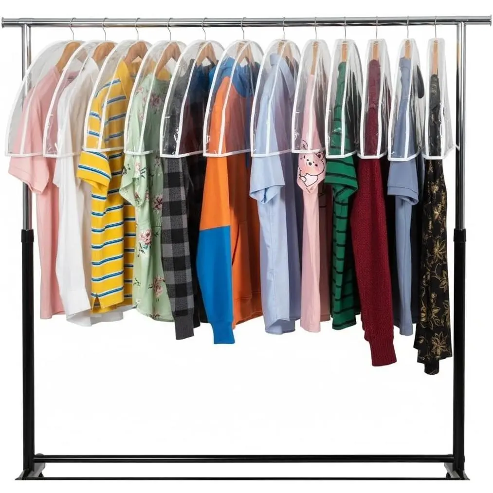 12 Pack Clear Vinyl Plastic Shoulder Hanger Covers, Breathable Closet Garment Clothes Protectors with 2" Gusset, 24'' X 12'' X 2'' Suit Shoulder Covers for Wardrobe Storage