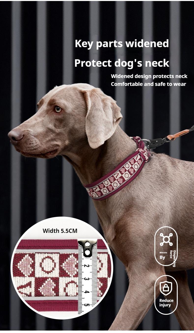 Boho Western Dog Collar, Adjustable Breathable Padded Pet Collar with Reflective Thread for Medium Large Dogs