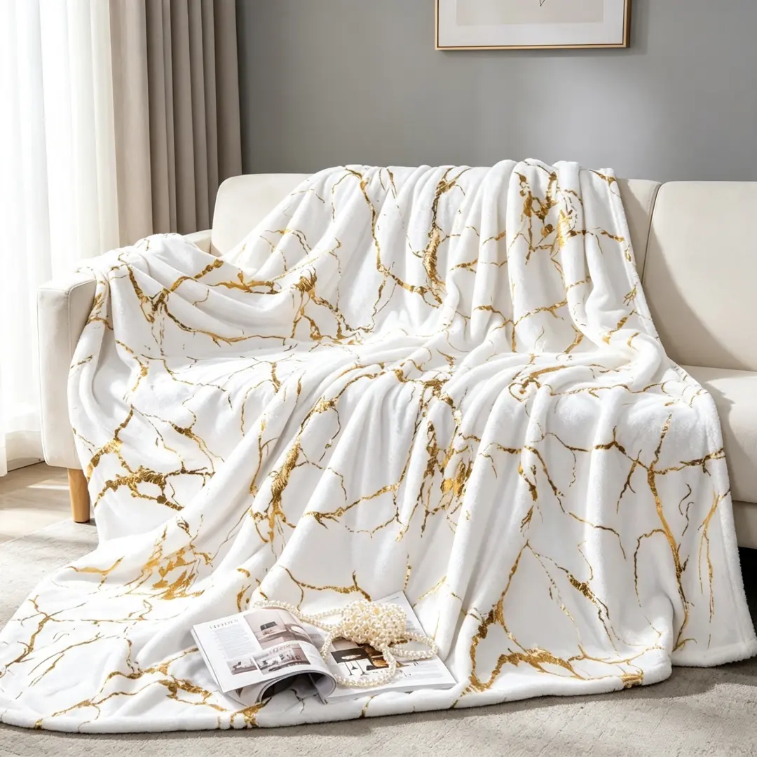 Foil-print flannel blanket—a travel blanket suitable for all seasons. Super soft and perfect for decor, the sofa, or the bedroom; an excellent gift for children, family, and friends.