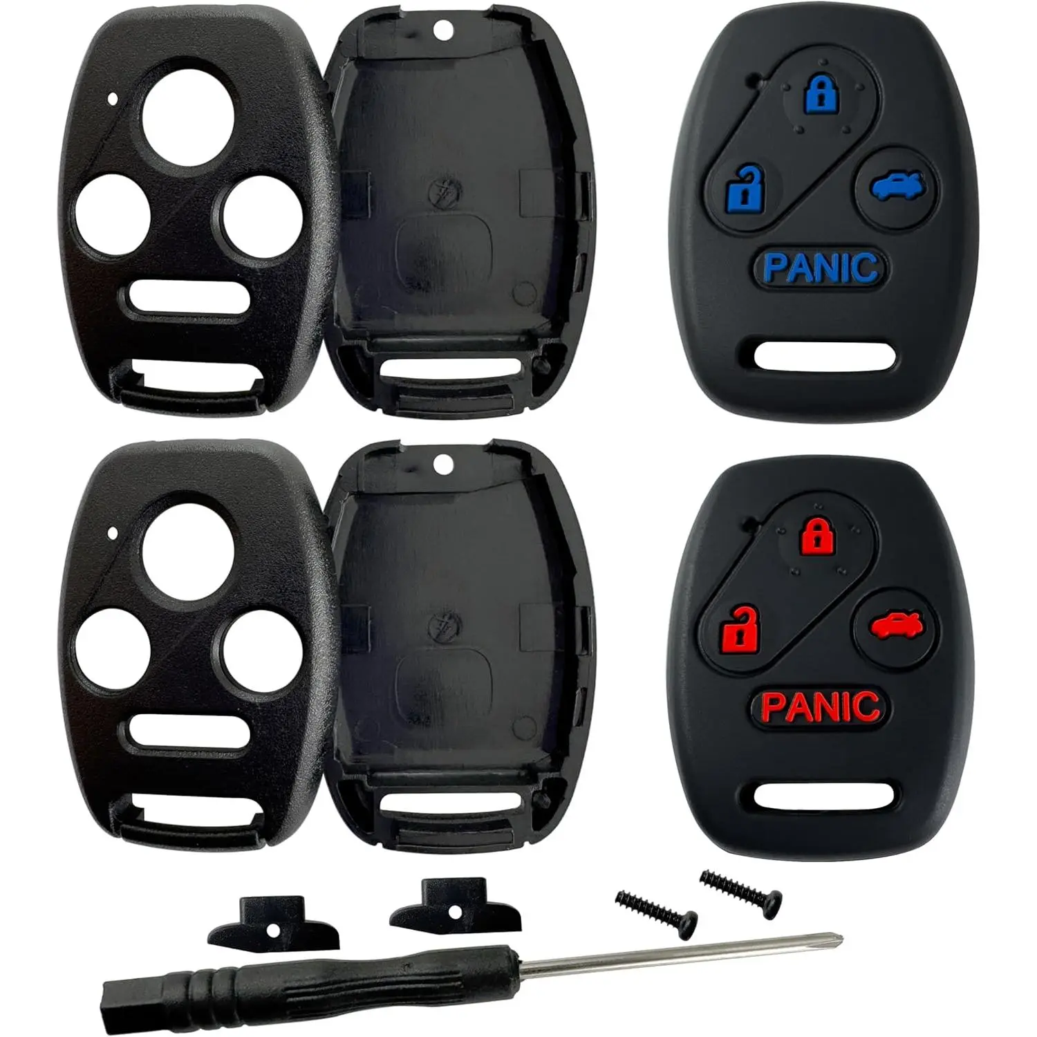 Key Fob Cover Shell for Honda 2003 - 2012 Accord 2009-2015 Pilot,3+1Button Keyless Remote Fob Case Kit Fit for 2006-2013 Civic EX 2005-2006 CR-V (Pack of 4)Gift.
