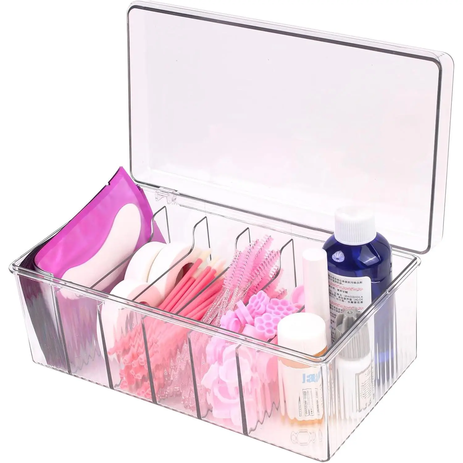 Lash Cart Organizer For Lash Techs,Acrylic Lashes Extension Organizers and Storage for Do Your Own Lashes and Brows at Home,Clear Container for False Eyelash Supplies, Separated Lashs Organizers Boxes