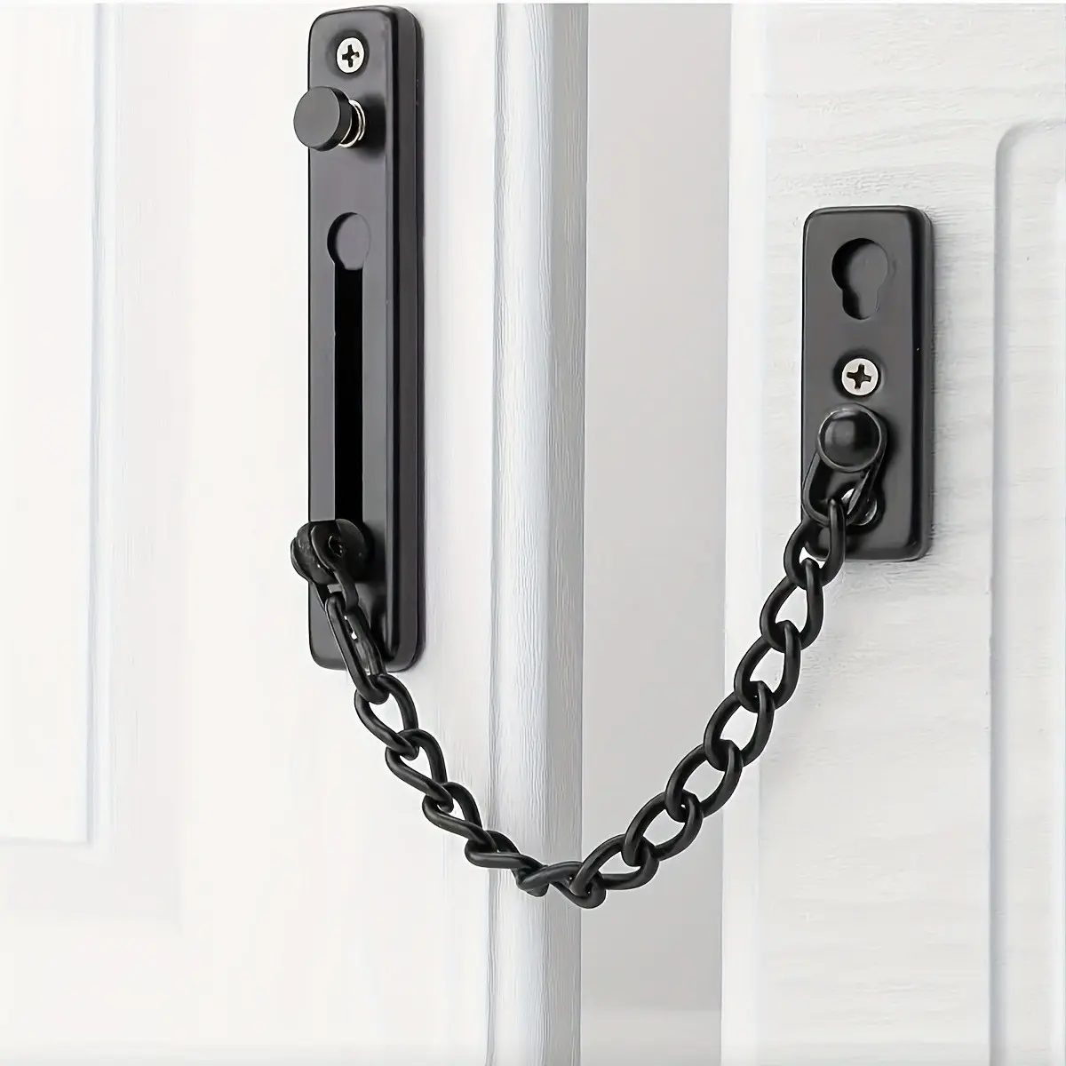 304 Stainless Steel Door Chain Lock with Spring Anti-Theft Pin, Polished Pin Screw Accessories, Door Hardware for Home Security