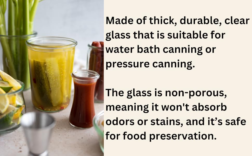 Weck Canning Jars 743-28.7 fl. oz Weck Mold Jars made of Transparent Glass - Eco-Friendly Canning Jar - Storage for Food, Yogurt with Air Tight Seal & Lid - 3/4 Liter Tall Jars Set - Set of (2 Jars)