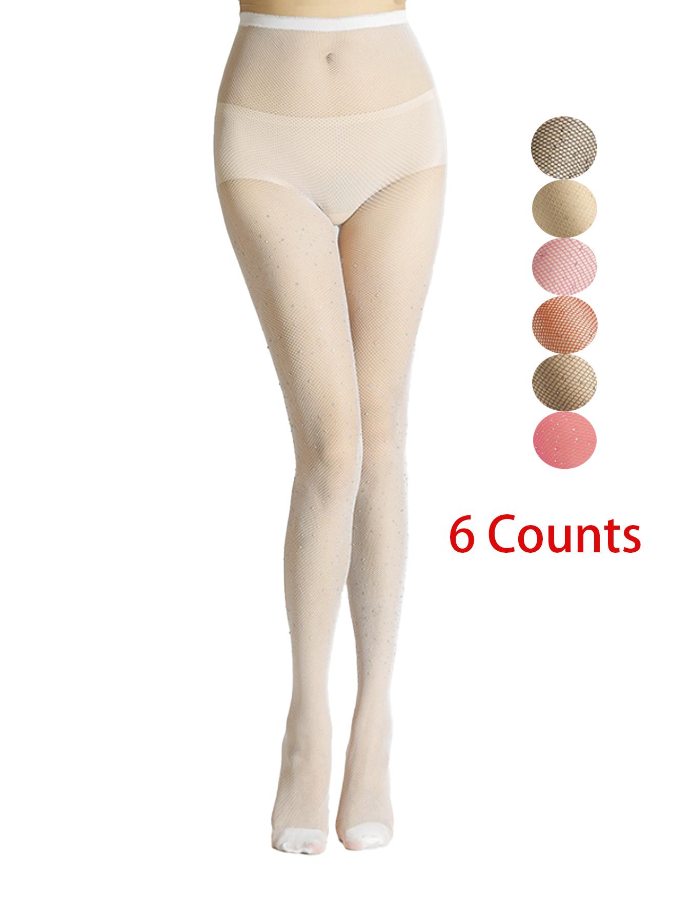 Women's 3/6 Pairs Glitter Fishnet Tights with Rhinestone Decor, 3 Pair Set Summer 2024 Sparkle Fishnet Pantyhose Stockings for Party Club, Women's Lingerie & Underwear