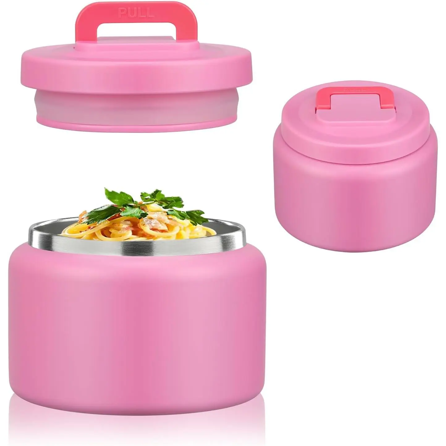 8 Oz Modern Stainless Steel Lunch Container - Leakproof Insulated Lunchbox, Wide Mouth Thermo Jar, Reusable Meal Prep Container, Single Unit for Hot & Cold Soup, School Use (Rose Red)