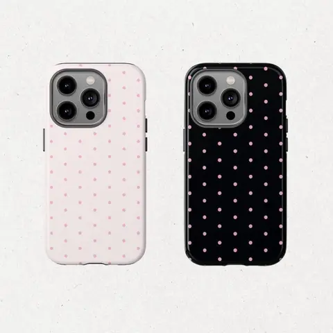 Premium Pink Polka Dot Shockproof Cellphone Casing - Multi-Model Cover for iPhone 17 ProMax, 16 Pro, 15, 14 Devices, Protective Mobile Phone Accessories