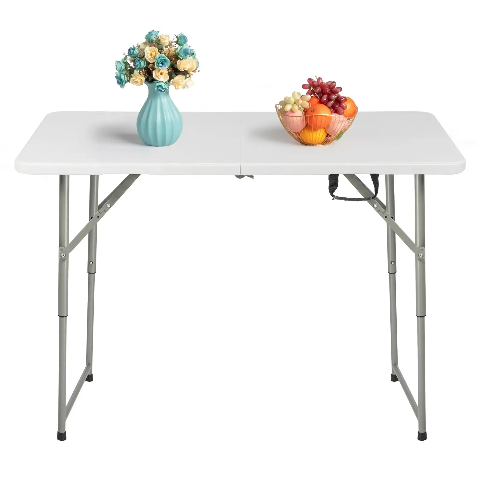 Outvita Premium 4' Folding Tables for Indoor, Outdoor Events, Portable, Adjustable, Versatile for Any Gathering, White Summervibes