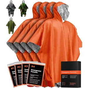 Emergency Mylar Poncho – Survival Rain Poncho with Hood – Lightweight, Compact, Reusable Emergency Blanket Poncho  Hiking, Camping, Thermal Gear, Car Kit, Outdoors New model
