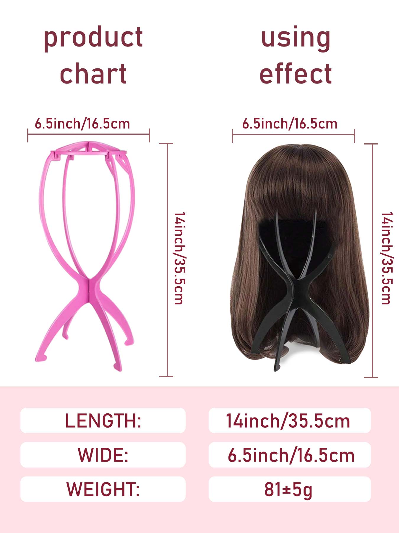 Solid Color Portable Folding Wig Stand, Wig Display Stand & Mannequin Head Holder, Wig Tool & Hair Extensions Accessory