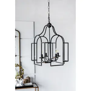 ARCH 17.3x17.3x28.7" Malin Entry 4-Light Chandelier Hanging Light Fixture for Kitchen Dining Room Foyer Entryway Hallway Stairwell Living Room Bedroom Indoor Ceiling Mounted Modern Linear Chandelier Bulb Not Included, Home Furniture and Household