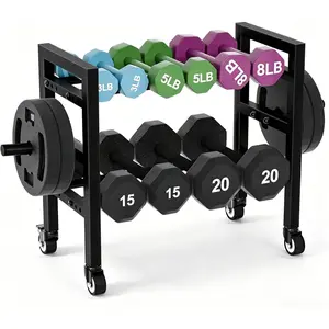 Dumbbell Rack Stand Only 2-Tier 20 IN Length Adjustable Small Weight Rack For  Gym Dumbbells Kettlebell,350LB Capacity Heavy-Duty Compact Dumbbell Holder