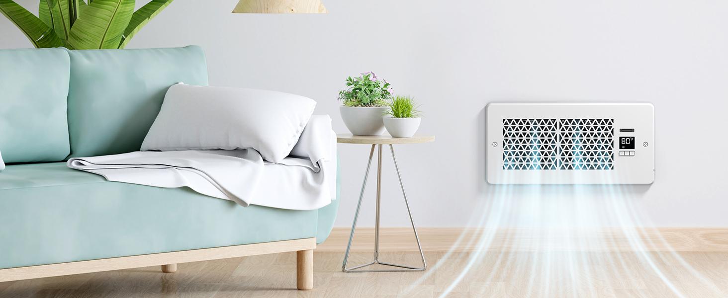 2 Pack/ 1 Pack Register Booster Fan for 4" x 10" Register Holes with Remote Control and Thermostat, 10-Speeds Floor Vent Fans Booster - Enhances AC Heating&Cooling Airflow, Quiet Air Duct Fan for Wall Ventilation Ventilator