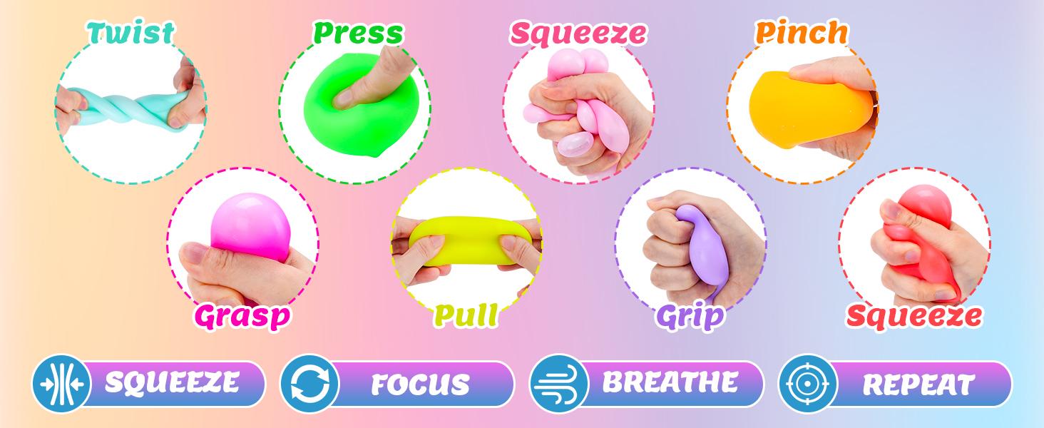 12 Pack Slow Rising Stress Cube, Dough Stress Balls Squishy Fidget Toys for Anxiety Relief, Soft Fidget Cube, Pull Stretch Squishy Toys for Classroom Prize, Party Favors for Kids Adults