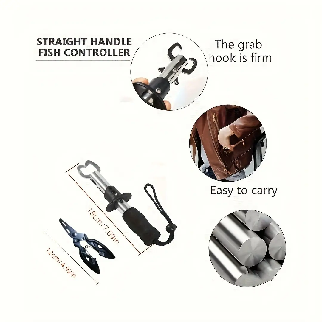 Fish Lip Clamp and Multifunctional Pliers, Hook Remover for Outdoor Fishing, Essential Fishing Tools, Durable and Versatile Design