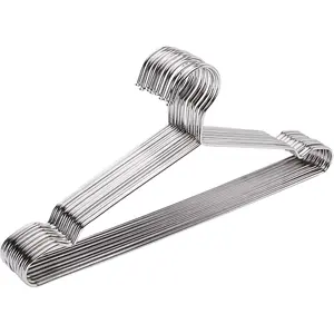 Hangers 10 Pack Clothes Hanger Strong Heavy Duty Stainless Steel Metal Ultra Thin Space Saving Wire Hangers 16.5in