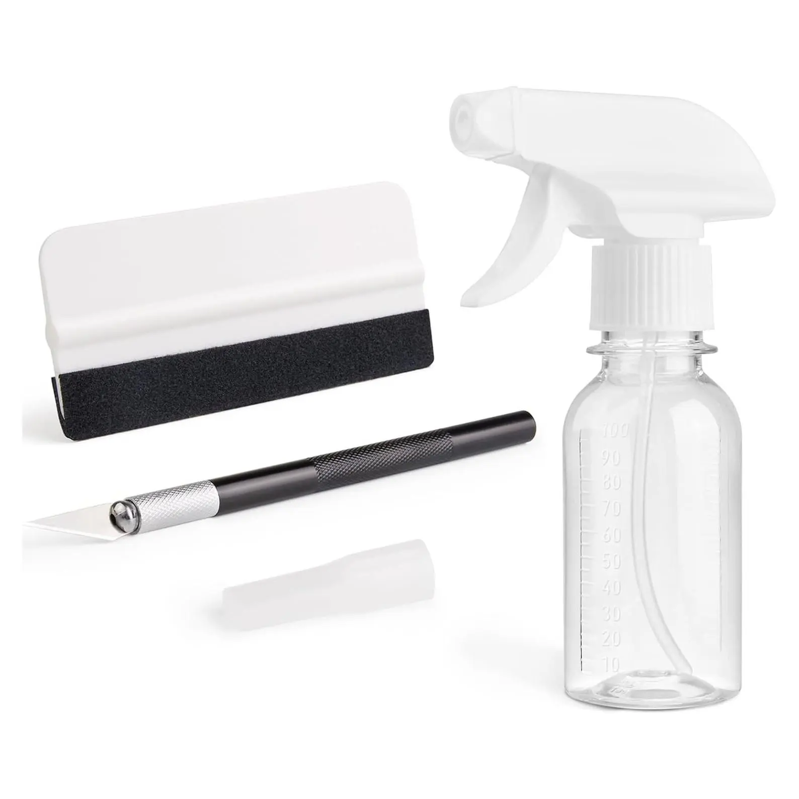 Window Tint Kit, 3 Pcs Window Film Tools Set for Car & Glass | Complete Application Tool Kit, Felt Squeegee, Carving Knife, 100ML Spray Bottle, Easy to Apply for Window Tints WallpaperGift