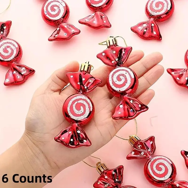 6 Counts Electroplated Candy Decoration for Christmas Party, Festive Wreath for Halloween & Thanksgiving Gifts, Home Decoration