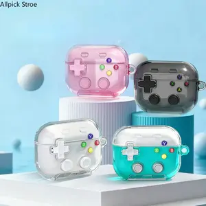 Cute Game Controller AirPods Case for Women Men, Clear Silicone Protective Cover with Gamepad Print, Shockproof Anti-Scratch Drop Proof, Gamer Gift for Teens