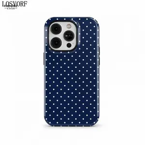 LOSVORF Navy Blue Polka Dot Phone Case for iPhone 16 15 14 13 12 11 Pro Max, Google Pixel – Custom Case Compatible with Samsung Galaxy S25