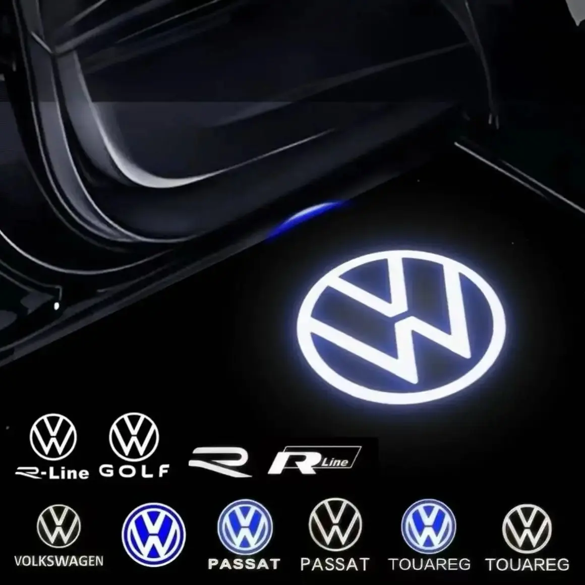 Led Car Door Welcome Light Logo Projector Laser HD Warning Light For Volkswagen VW R Line Touareg 7P Golf 5 6 7 Jetta MK5 MK7 Passat B6 B7 B8 B9 CC Tiguan Arteon T-ROC Touran Scirocco Sharan EOS MK7 R Car Accessorie Interior Emblem Modification