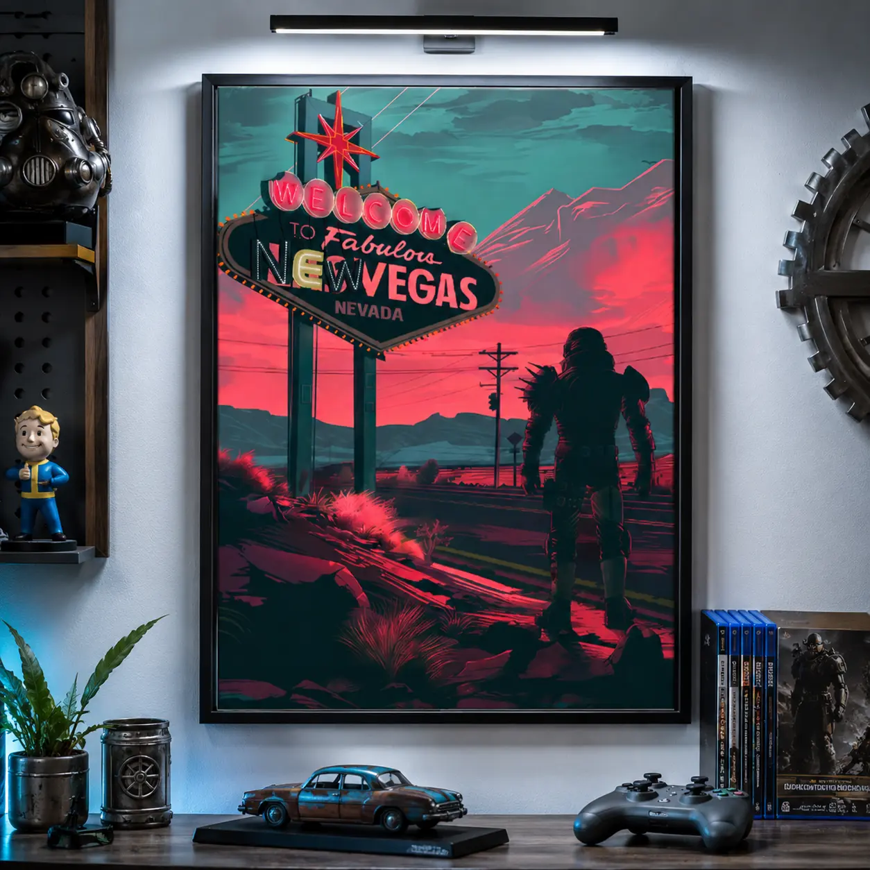 Welcome to New Vegas Poster, Fallout Video Game Art, Wasteland Art, Neon Sign Video Game Poster Decor Photo game wall poster custom gaming poster baseball neon sign home decor wall art sports themed room decor