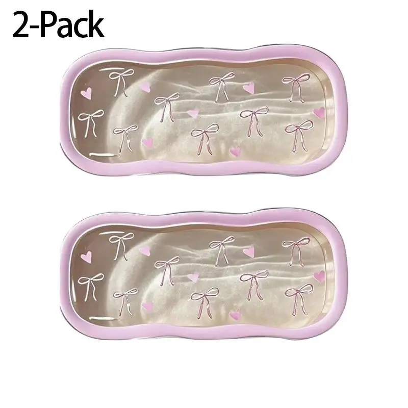 2-Pack Cute Heart & Bow Magnetic Sunglasses Case, Lightweight Portable Eyeglasses Holder, Protective Glasses Storage Case with Lens Cover, Travel Accessory for Women Daily Use and Outdoor