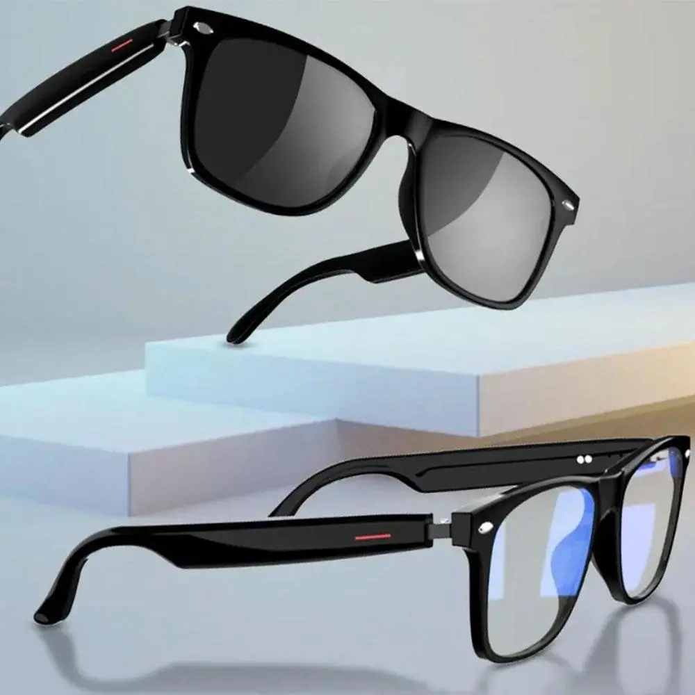 Smart  BT Glasses Customizable Languages Wireless Calling & Voice Assistant Wireless Headphones for Music & Remote Photo Capture Stylish Blue Light Blocking Glasses Smart UV-Protective Sunglasses Interchangeable Lenses