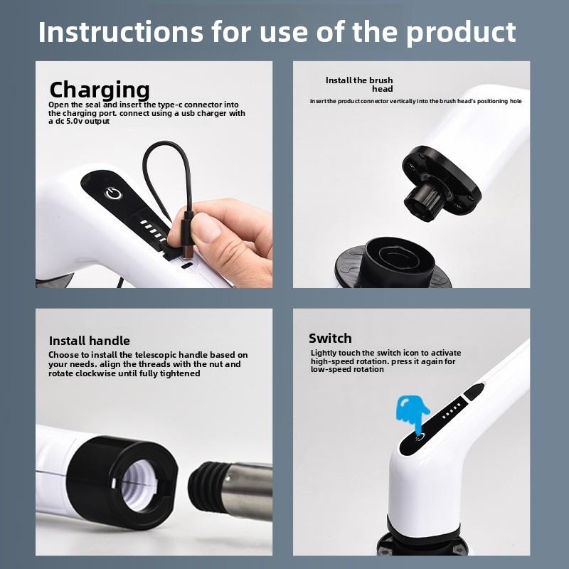 Multi - function Wireless Electric Cleaning Brush for Home Toilet Kitchen Telescopic 9 - in - 1 Portable Scrubber