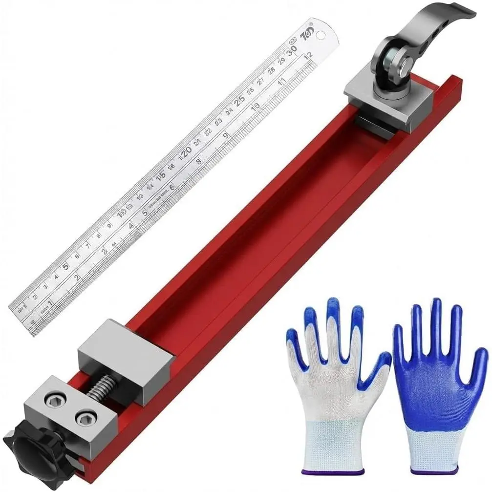 Adjustable Circular  Guide Rail -   Fence & Straight  Guide for 4-5" Saws - Tool-Free Precision  Track Attachment Kit with Steel Ruler & Safety Gloves