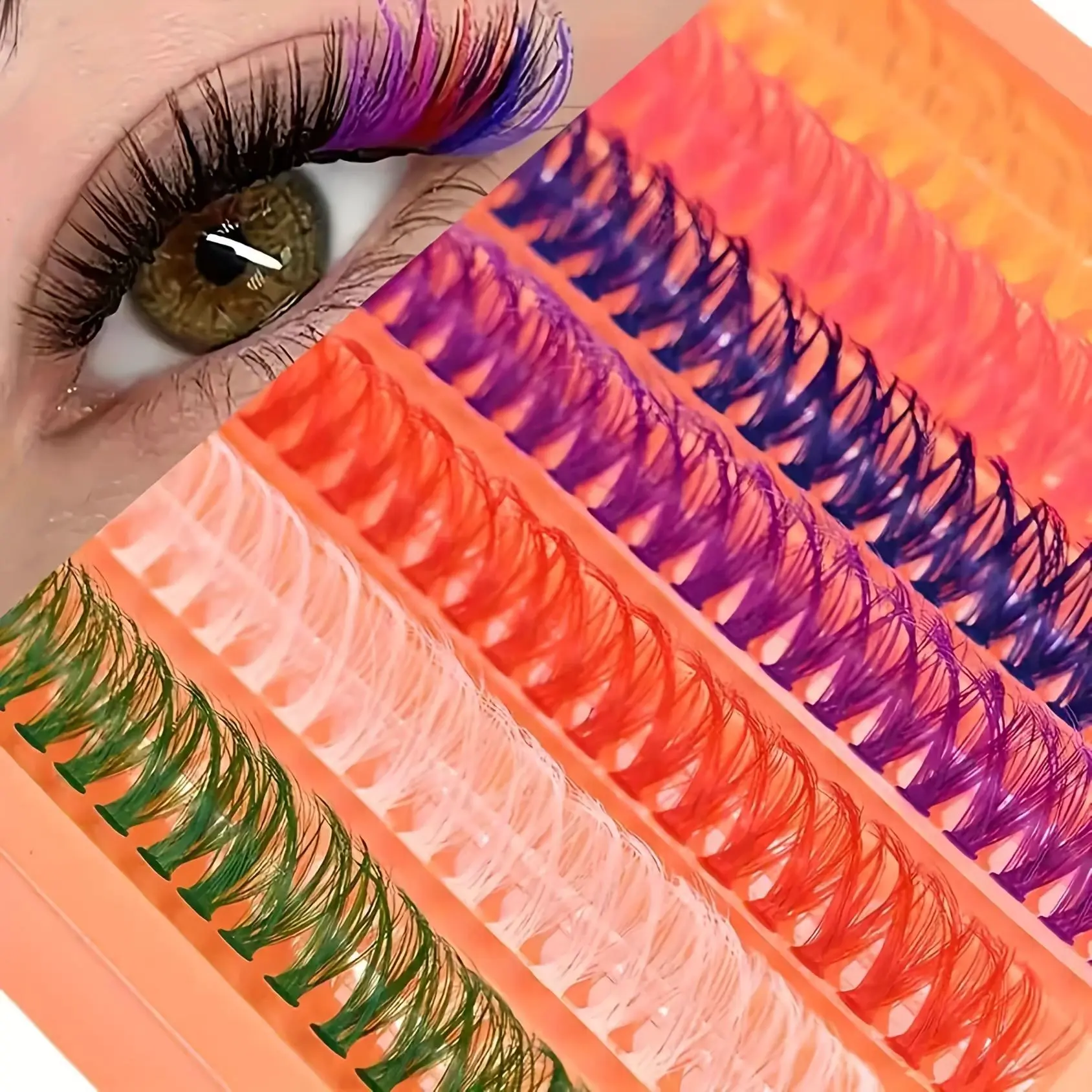 140 Clusters of Colorful False Eyelashes, Rainbow Segmented False Eyelashes, Featuring 7 Vibrant Colors, Perfect for Stage Performances, Parties, Bars, And Dance Costumes, Suitable for Various Occasions Such As Halloween, Christmas