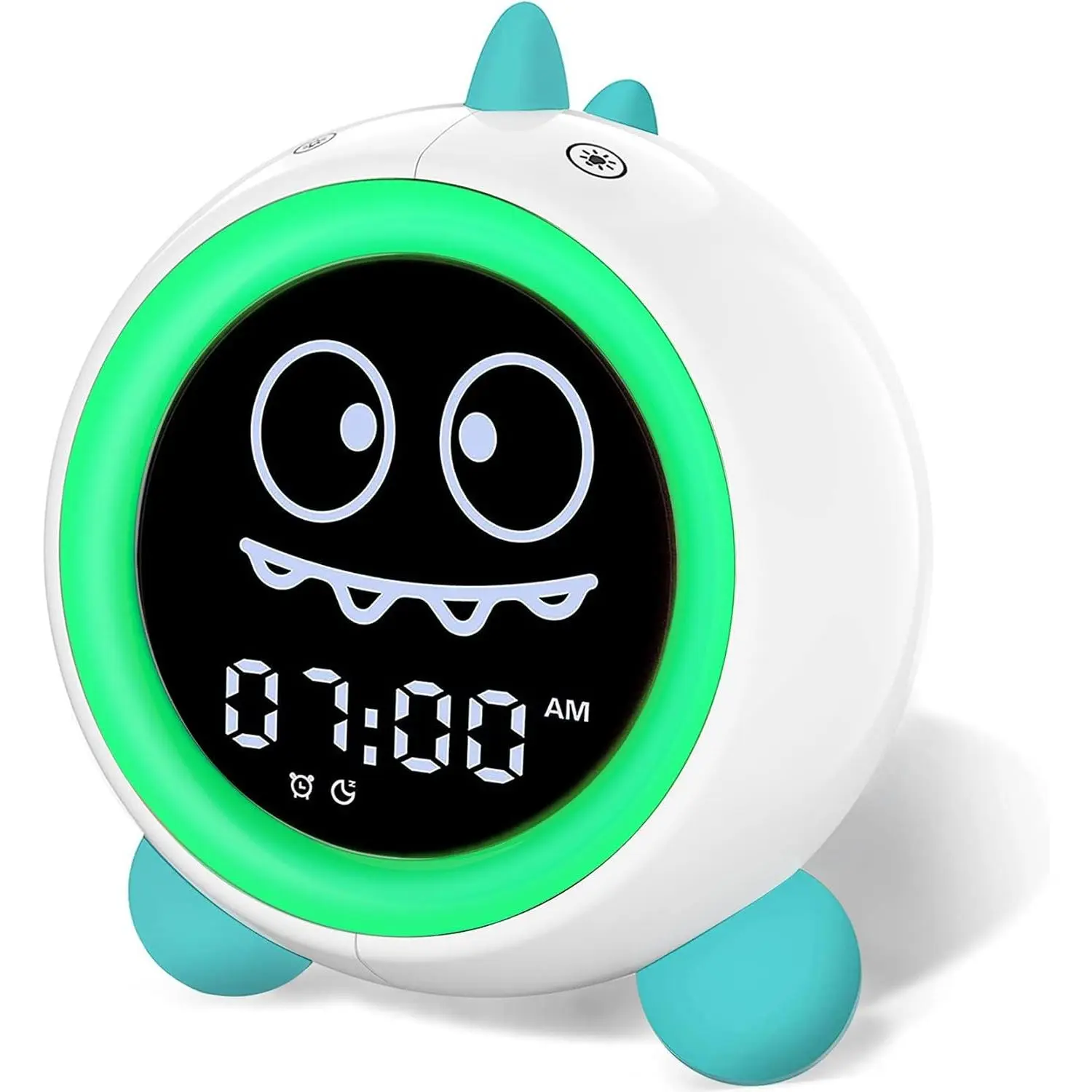 Kids Dinosaur Alarm Clock with Night Light and Sound Machine, Toddler Sleep Training Clock, Time to Wake, Gift for Toddler Boys Girls, GreenGift
