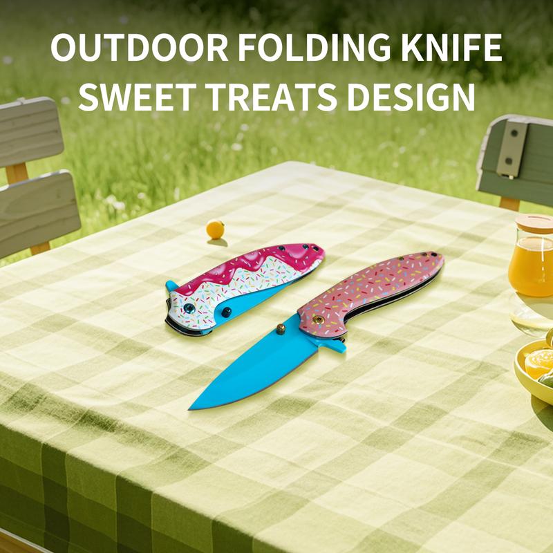 Doughnut aluminum handle folding camping EDC pocket knife foldable portable folding knife hunting knife