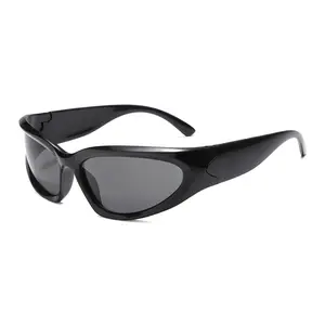 Unisex Y2K Cyberpunk Wraparound Sunglasses - Futuristic Speed Shades, Trendy Sport-Chic UV400 Eyewear for Rave, Festival, Streetwear Fashion & Everyday Activewear